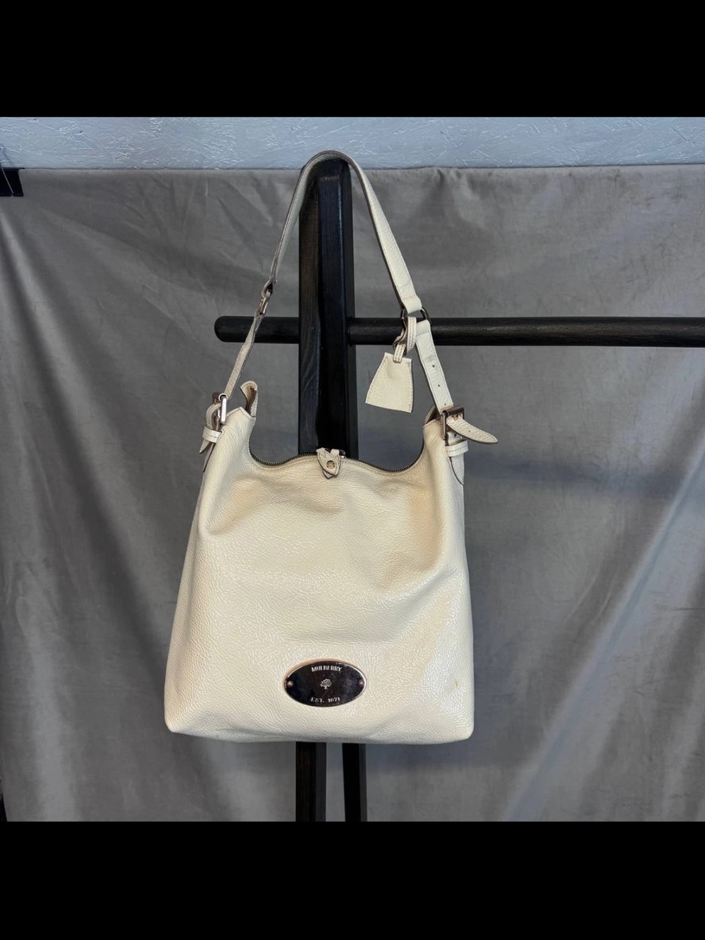 Mulberry Ivory Pebbled Leather Shoulder Bag